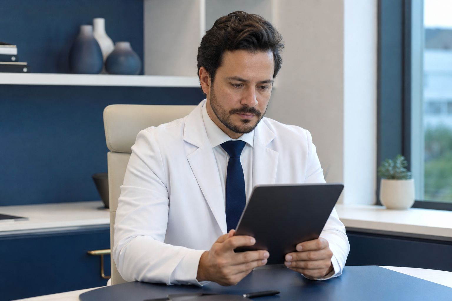 Médico revisando acompanhamento
