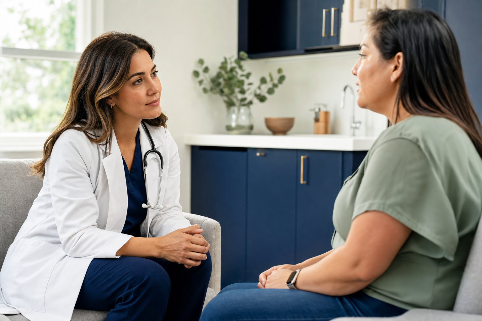 Consulta tranquila entre médico e paciente